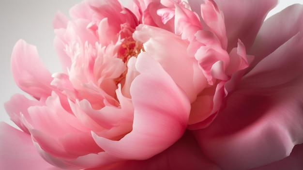 Generative AI Close up of blooming flowerbeds of peony flowers floral textured background