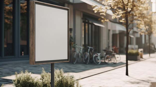 Generative AI coffee shop street signboard mock up for logo design brand presentation