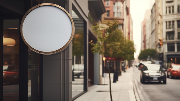 Generative AI coffee shop street signboard mock up for logo design brand presentation