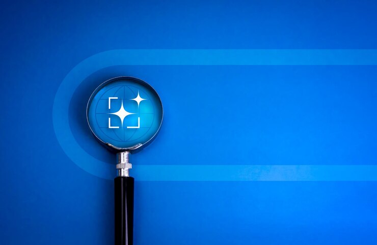 Generative AI concept Artificial intelligence technology for digital content and automated data transformation AI Generate icon in magnifying glass lens on empty seach engine bar for create prompt