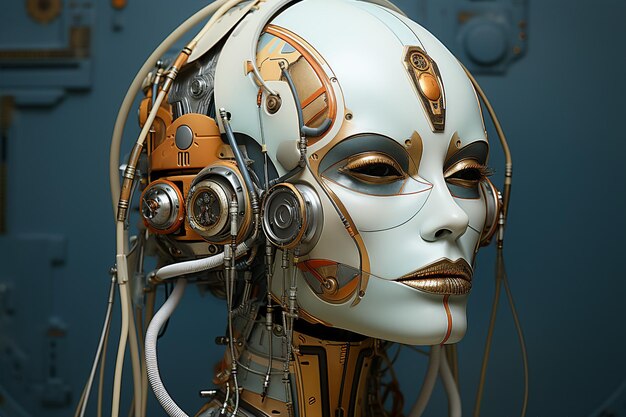 Generative ai conceptual picture of beautiful female robot head