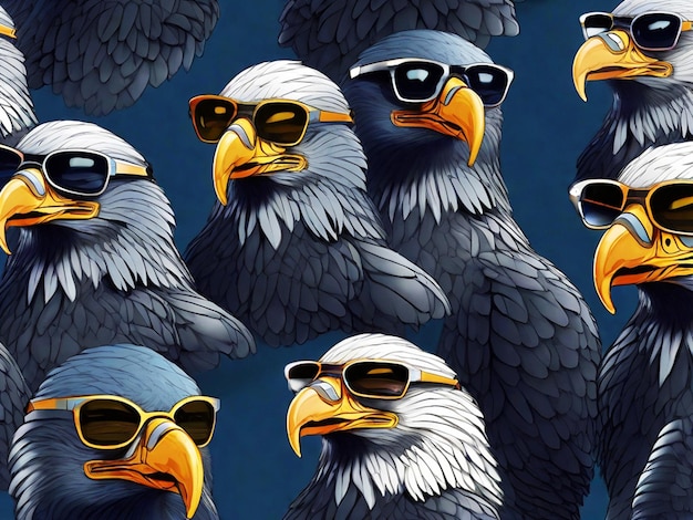 Generative AI Cool Eagle A Majestic Avian with Style glasses
