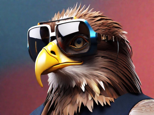 Generative AI Cool Eagle A Majestic Avian with Style glasses