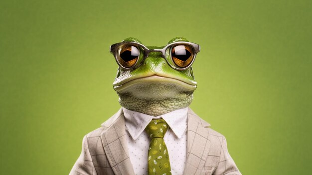 Photo generative ai cool frog in stylish sunglasses