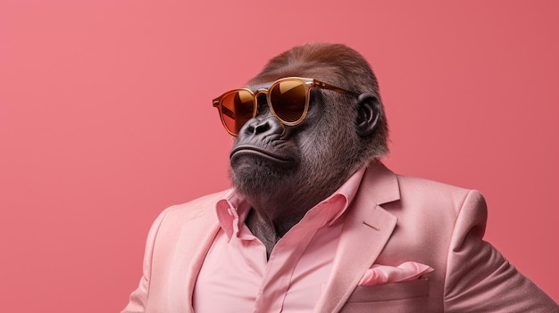 Генеративный AI Cool Gorilla Стильные солнцезащитные очки в пастельном раю