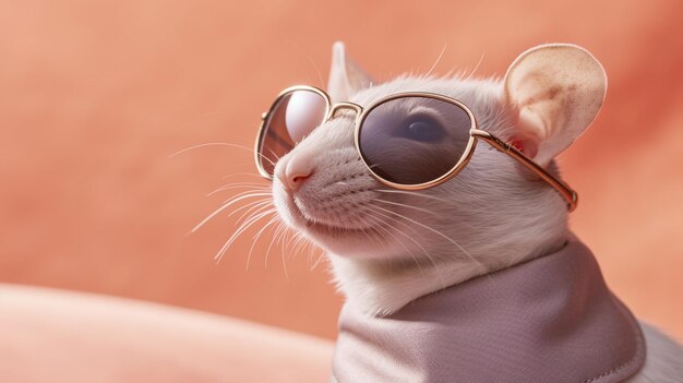 Generative AI Cool Mouse Stylish Sunglasses on Pastel Background