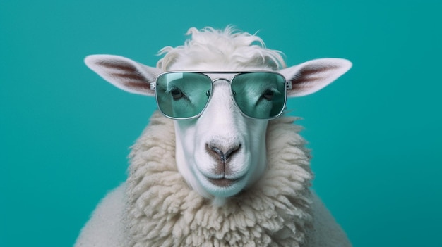 Generative AI Cool Sheep Stylish Shades on a Pastel Playground