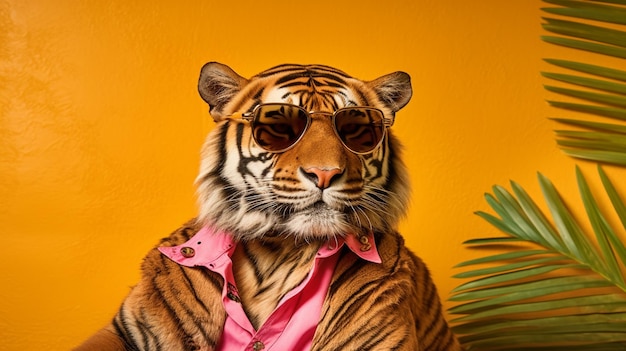 Generative ai cool tiger a majestic feline in stylish shades