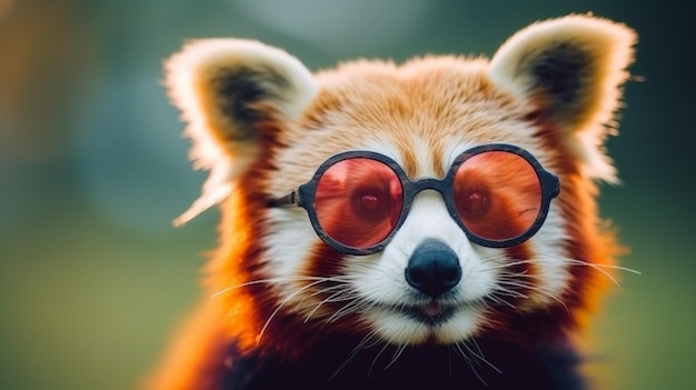 Generative AI Cool Vibes Red Panda Sporting Sunglasses