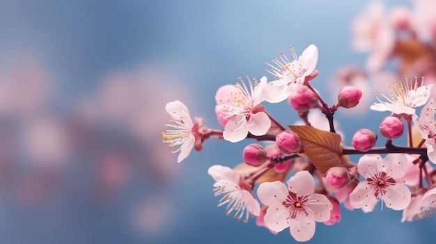 Photo generative ai copy space and spring sakura flowers