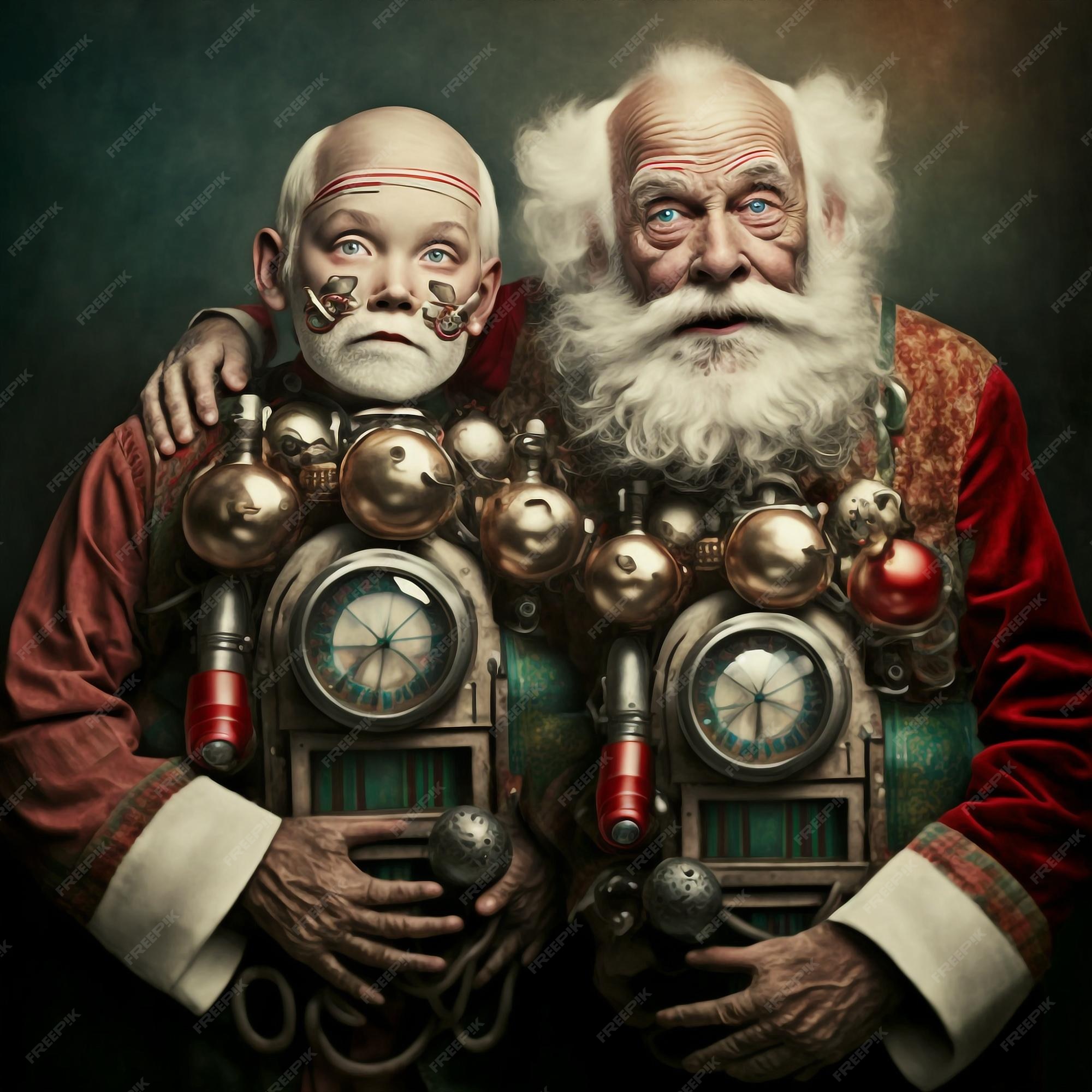 Premium AI Image | Generative ai creepy spooky Santa Claus twins Horror