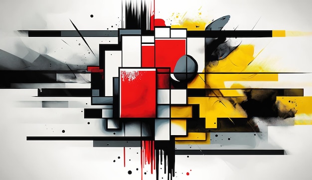 Генеративный ИИ-кубист нарисовал абстрактные красочные прямоугольники на фоне в стиле мондриана