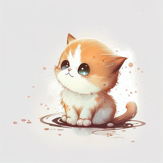 Generative AI Cute kitten character 3d kawaii