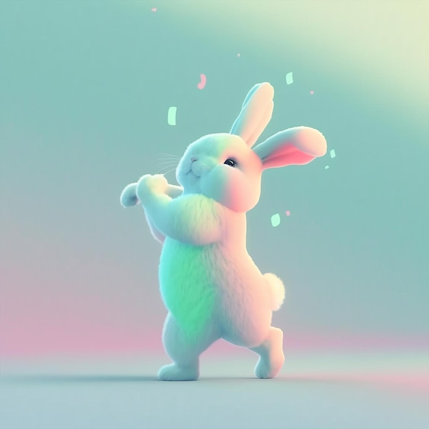 Generative ai cute little bunny pastel toned isolated background