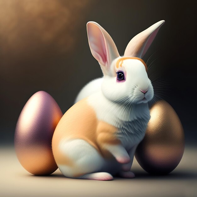 Generative AI cute withe bunny with blurred background