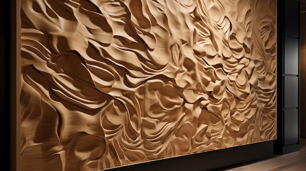 Generative AI a decorative panel constructed of natural materials is employed in a contemporary setting