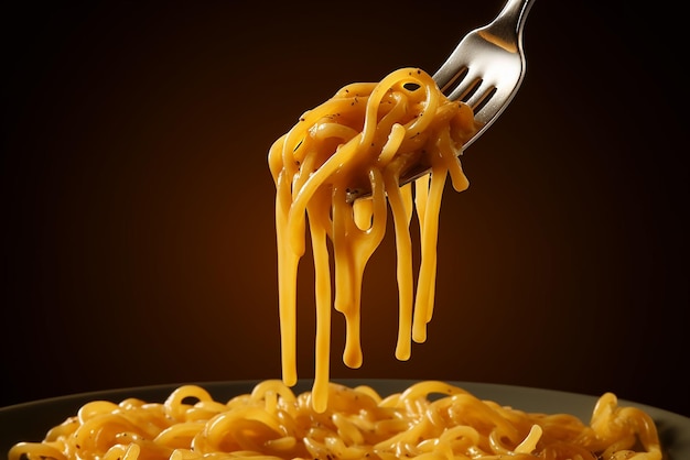 Генеративный AI вкусные спагетти на вилке