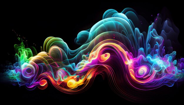 Generative AI Electric Waves A Hypnotic and Energetic Image of Vibrant Neon Waves Moving and Pulsing Across the Canvas