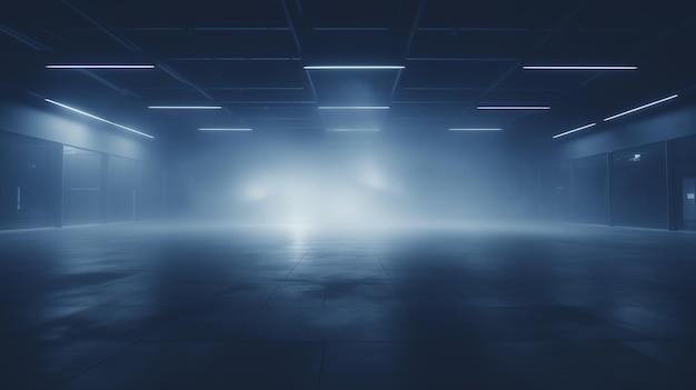 Генеративный ИИ Пустая темная сцена с дымовым эффектом Тёмный шоу-рум