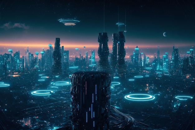 Generative ai fantasy futuristic cityscape