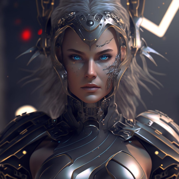 Generative AI fantasy scifi cyborg woman