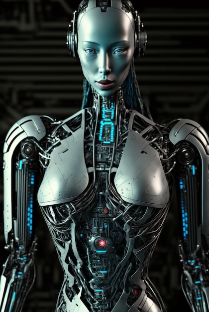 Generative AI fantasy scifi cyborg woman