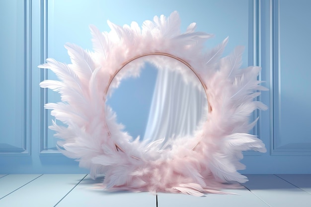 Generative ai feather background light blue and pink color