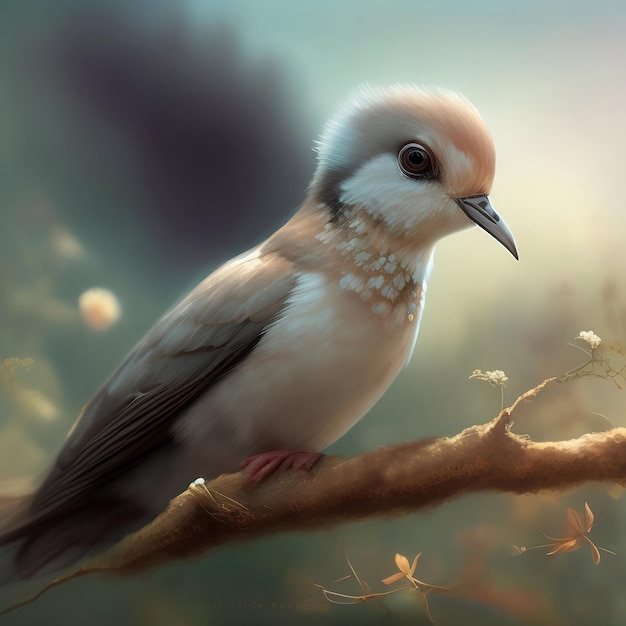 Generative AI A feathery lovely Bird with a fantasy magic background