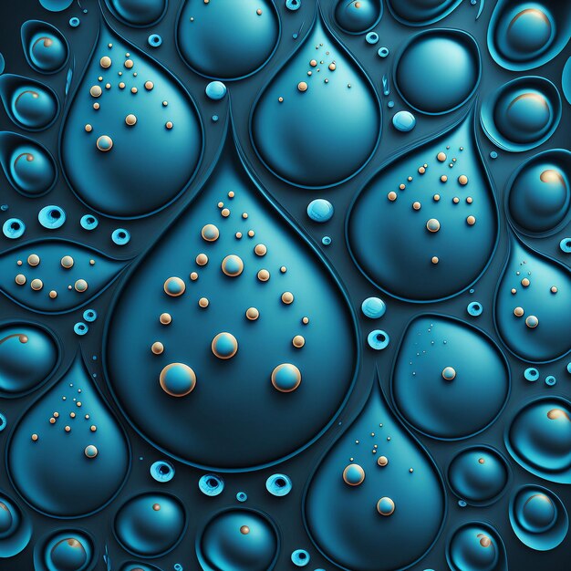 Generative ai flat illustration pattern of drops blue toned