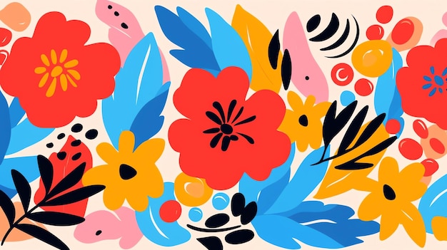 Generative AI Floral Fusion Een levendige en hedendaagse collage van moderne abstracte bloemen