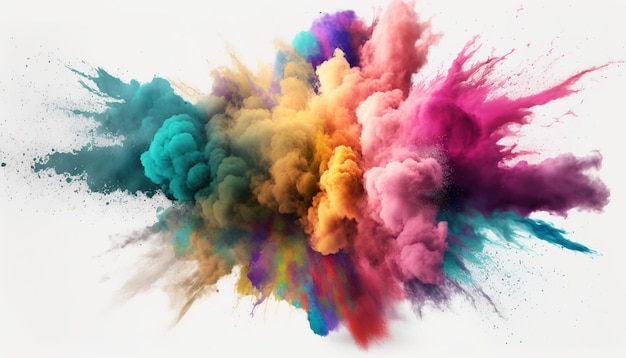 Generative AI Flowing isolated colorful sand and powder with splashes Bright banner 3D