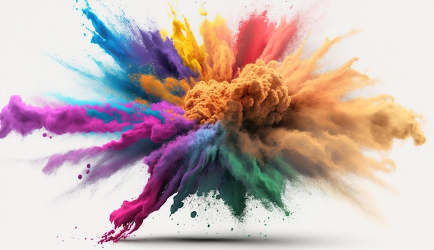 Generative AI Flowing isolated colorful sand and powder with splashes Bright banner