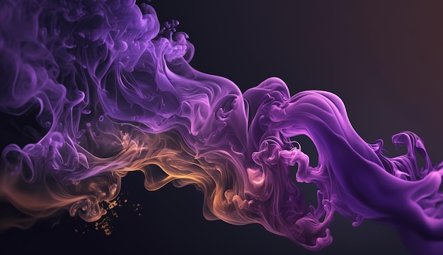 Generative AI Flowing lavender violet liquid and smoke with splashes Bright fluid banner