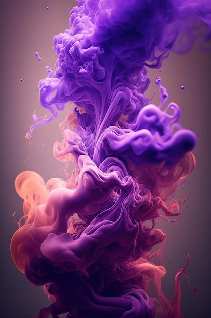 Generative AI Flowing lavender violet liquid and smoke with splashes Bright fluid banner