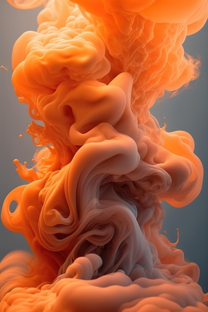 Generative AI Flowing light apricot crush smoke with splashes Soft fluid banner spring female mood