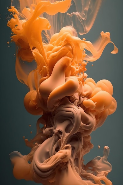 Generative ai flowing light apricot crush smoke with splashes soft fluid banner spring female mood