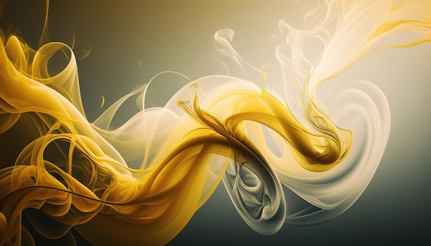 Generative AI Flowing light yellow smoke with splashes Soft fluid banner spring female mood