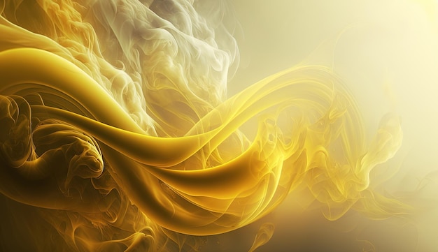 Generative AI Flowing light yellow smoke with splashes Soft fluid banner spring female mood