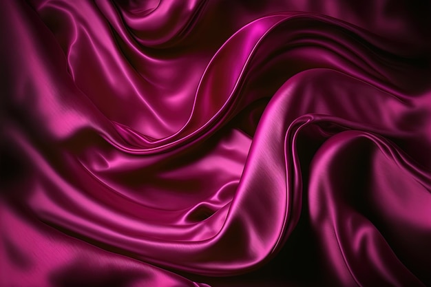 Generative ai flowing satin fabric texture in magenta color glossy silk banner velvet material