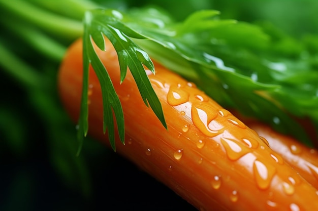 Generative AI Fresh Carrot vegetable with water droplets isolated on white background with clippin