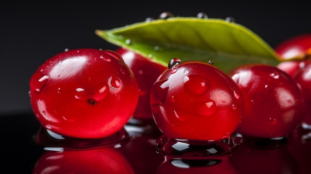 Generative AI Fresh Cranberry fruit with water droplets isolated on white background with clipping