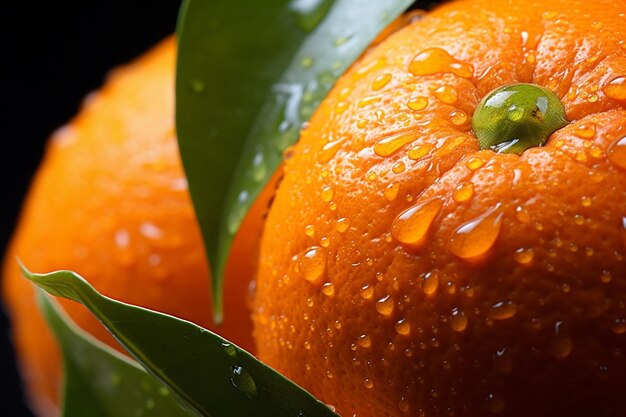 Generative AI Fresh Mandarin fruit with water droplets isolated on white background with clipping