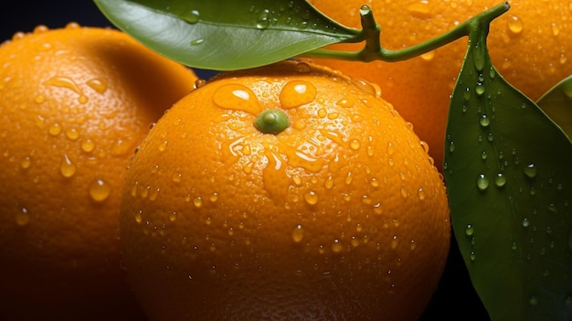 Generative AI Fresh Oranges fruit with water droplets isolated on white background with clipping p