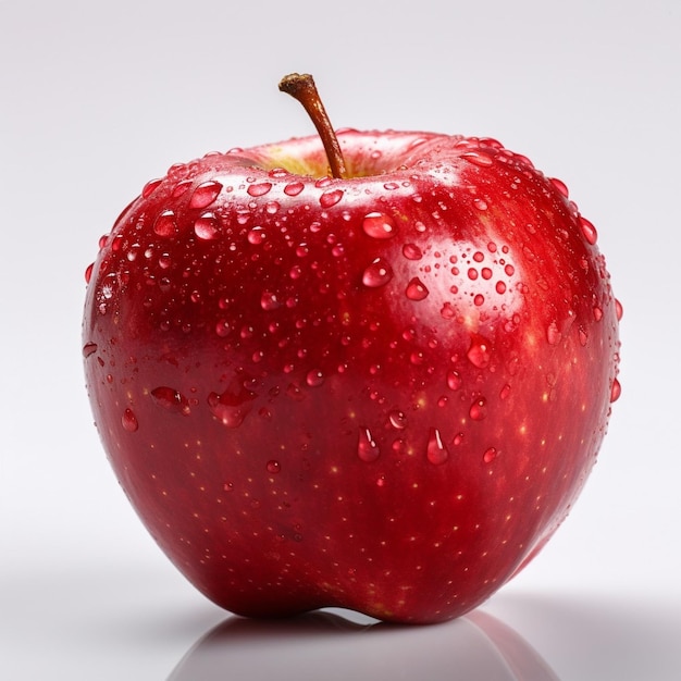 Generative AI Fresh red Apple fruit with water droplets isolated on white background with clipping