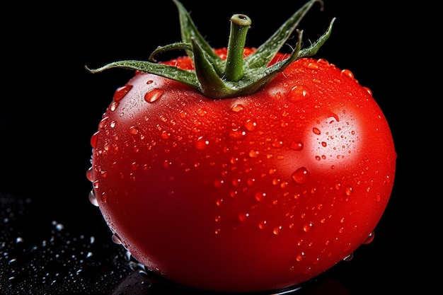 Generative AI Fresh Tomato vegetable with water droplets isolated on white background with clippin