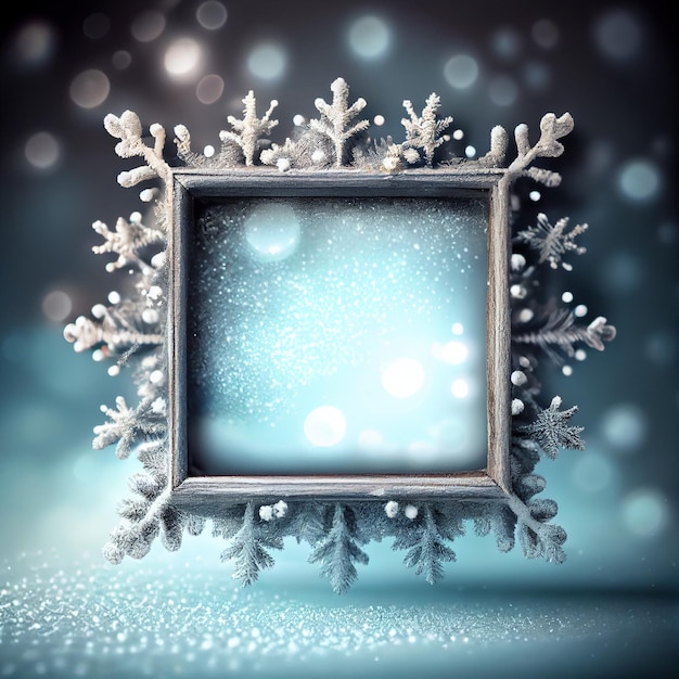 Photo generative ai frosty wonderland wintry bokeh frame for winterthemed designs