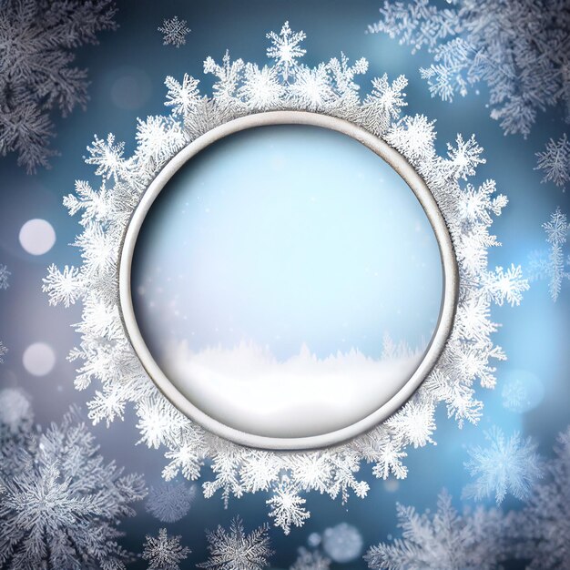 Photo generative ai frosty wonderland wintry bokeh frame for winterthemed designs