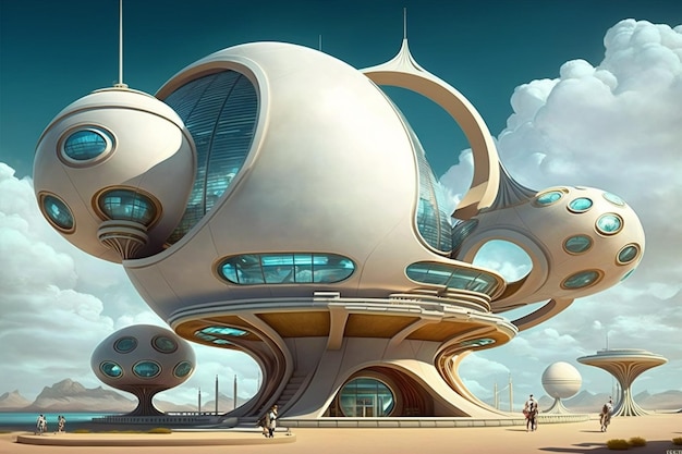 돔 터널이 있는 생성 AI 미래형 북극 도시