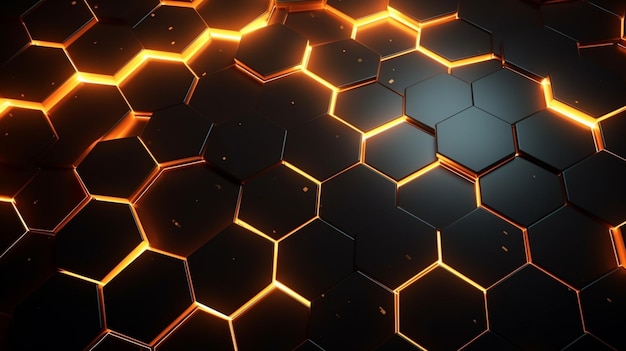 Generative AI Futuristic glowing hexagonal background design