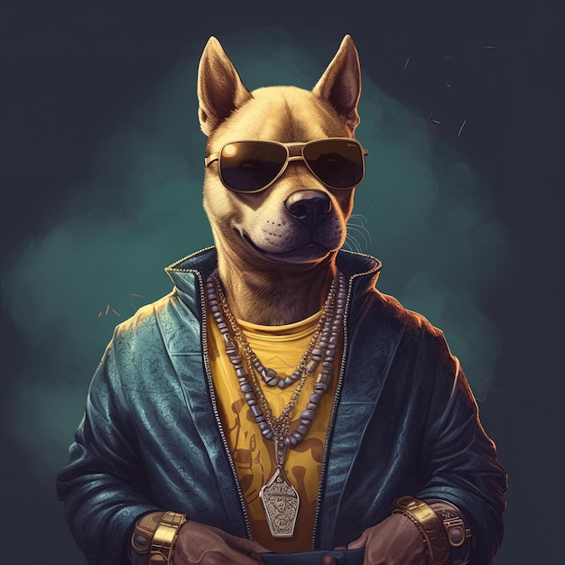 Premium AI Image | Generative AI a gangsta shiba dog headed man wearing ...